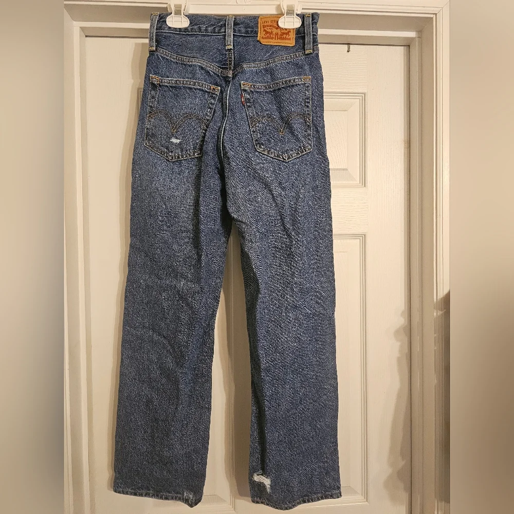 NWOT Blue Distressed Women's Jeans. Size: 24W 27L. - Picture 2 of 9